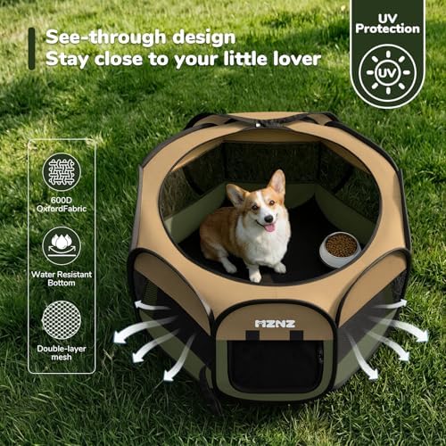 Dog Cat Small Animal Puppy Playpen Crate, Medium, Olive Green - Image 6