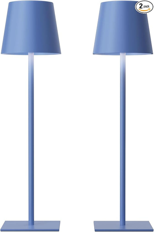 Kakanuo Navy Blue Rechargeable Table Lamp, 2 Pack Cordless Desk Lamp with 5000mAh Battery, Touch Control Stepless Dimming, Wireless Night Light for Dining, Outdoor Camping, Coffee Shop by KakanuoLightings