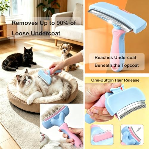 5Pcs Deshedding Brush Kit for Dogs Small to Large, Cats, Bathing & Grooming - Image 2