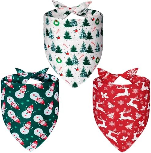 Christmas Dog Bandanas XLarge 3PCS, Holiday Scarf for Boy and Girl by Unknown