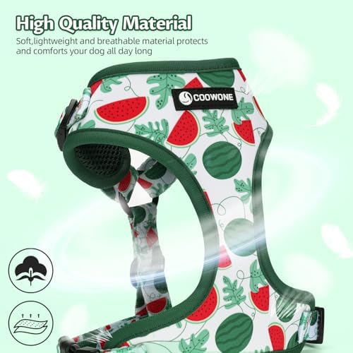 Dog Harness and Leash Set, Adjustable Dog Harness, Dog Leash, No Pull No Choke Puppy Harnesses for Walking Training for Small Medium Pet (Green Watermelon, M(Chest 15.7-22.1", Neck 12-15")) - Image 2