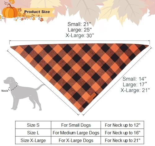 ADOGGYGO Fall Thanksgiving Dog Bandanas, Orange Plaid Dog Scarf, Small - Image 4