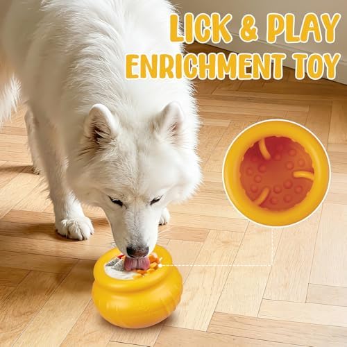 Wobbly Dog Enrichment Lick Toy, Stuffable Frozen Lick Bowl to Keep Dogs Busy, Long-Lasting Interactive Treat Dispensing Dog Toy, Silicone Fetch Catch Chew Toy(Orange,M) - Image 5
