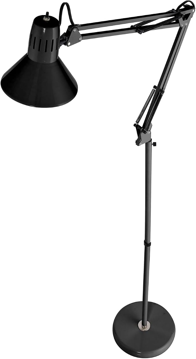 Bostitch Office VLF100F Swing Arm Metal Floor Lamp, 72" Tall with Multi-Joint Adjustment, Includes Replaceable LED Bulb (VLF), Black - Image 8