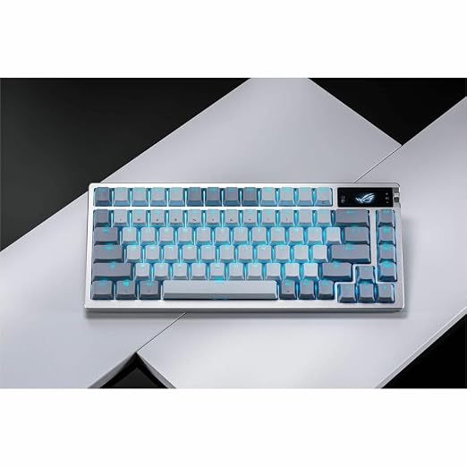 ASUS ROG Azoth Wireless Mechanical Gaming Keyboard – 75% TKL, Tri-Mode Connectivity, Hot Swappable Pre-lubed ROG NX Storm Clicky Switches, PBT Keycaps, RGB, OLED Display, PC/Mac Support - White - Image 2