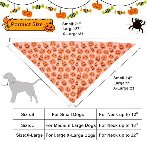 ADOGGYGO Dog Halloween Bandana, 2 Pack Pumpkin Ghost Dog Scarf, Small - Image 4