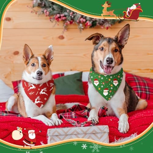 Weewooday 50 Pcs Christmas Bandanas for Dogs Xmas Bandanas Bulk with Santa Snowflake Candy Cane Soft Bibs Adjustable Triangle Doggie Scarf for Small Medium Large Pet (31.5 x 21.7 x 21.7 Inch) - Image 6