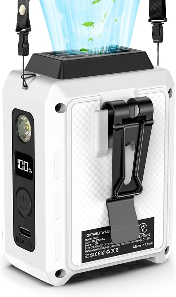 CAZOKASI Personal Waist Clip Fan Rechargeable Wearable Hand Free Wearable Cooler Fan for Traveling Working Outdoor Office (5000mAh / White) by CAZOKASI