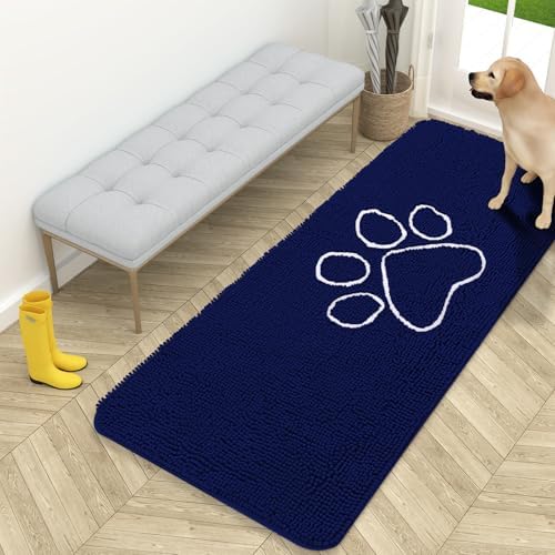 OLANLY Dog Door Mat for Muddy Paws 59x24, Paw Print Design Chenille Mud Mat by OLANLY