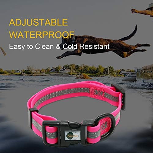 Nimble Reflective Waterproof Dog Collar Adjustable Odor Resistant Easy Clean Pet Collar for Small Medium Large Dogs Night Walking Outdoor Rainy Use (Small (9.45”-14.17”inches), Pink) - Image 4
