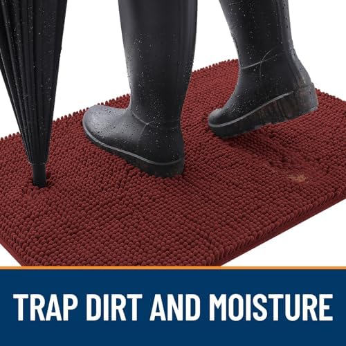 OLANLY Dog Door Mat for Muddy Paws 36x24, Super Absorbent Chenille Mud Mat - Image 2