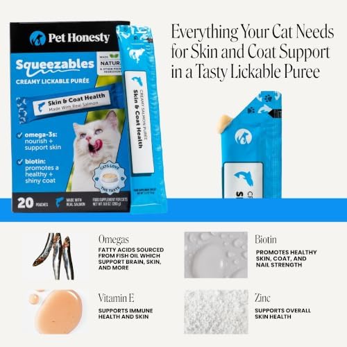 Pet Honesty Vet Backed Cat Skin & Coat Supplement Puree, Salmon, 20 Ct - Image 3