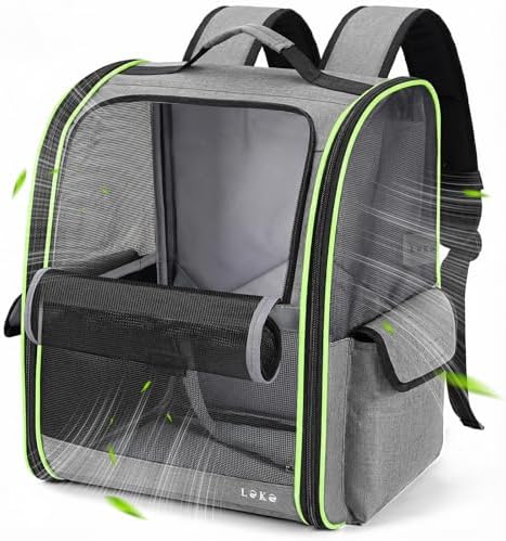 Lekereise Cat Backpack Carriers, Dog Carrier Backpacks with Breathable Mesh for Small Medium Large Cats Dogs Puppy Up to 25 Lbs, Pet Foldable Carrying Backpack Ventilated for Travel Hiking Collapsible by Lekereise