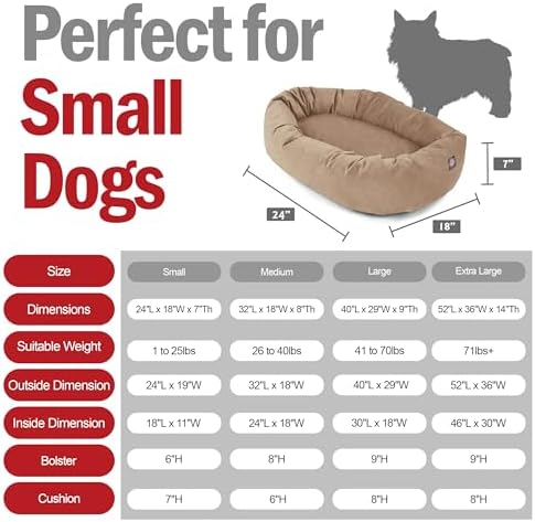 Majestic Pet Suede Shredded Memory Foam Mix Calming Dog Bed Washable - Cozy Soft Round Dog Bed with Spine for Head Support - Fluffy Donut Dog Bed, 24 Inch, Stone - Image 3