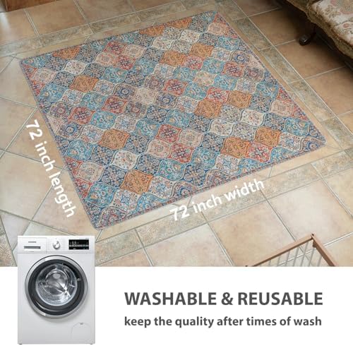 nunubaby Washable Pee Pads for Dogs, Stylish, Non-Slip and Leak-Proof Pee Pads. Reusable Potty Pads for Dogs for Crates and Floors.(Cream/Multi, 72" x72" ) - Image 4