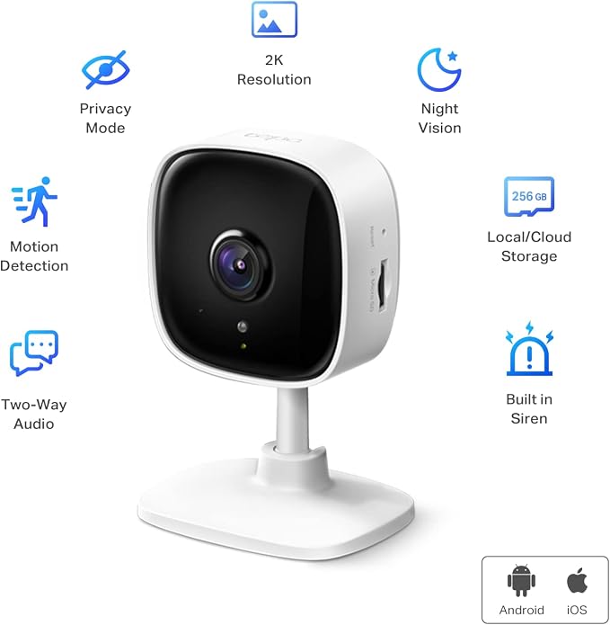 Tapo 2K Indoor Security Camera for Baby Monitor, Dog Camera w/Motion Detection, 2-Way Audio Siren, Night Vision, Cloud & SD Card Storage(Up to 512GB), Works w/Alexa & Google Assistant C110 - Image 3