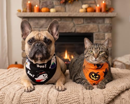 Halloween Dog Bandanas 2PCS Pumpkin Pet Scarf Small Dogs Cats - Image 6