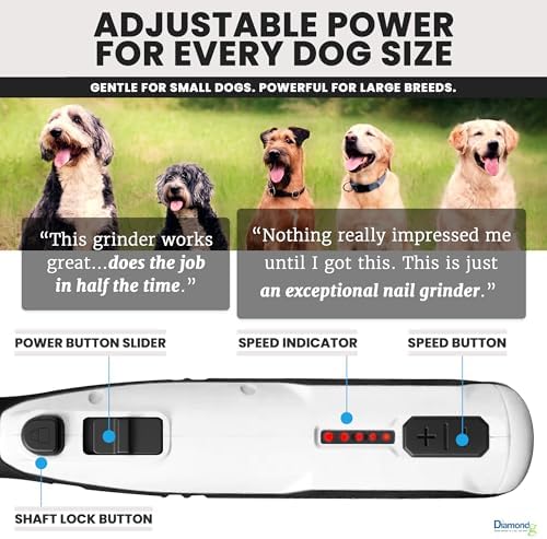 Diamondg Cordless Dog Nail Grinder - Quiet Sound with LED Light, White - Image 5
