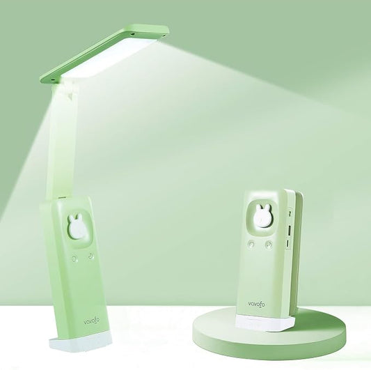 VAVOFO Cute Bunny Desk Lamp, Foldable LED Rechargeable Eye-Caring Reading Light, 3 Color Modes Dimmable Night Light for Kids Girls Bedroom Study Dorm Room (Mint Green) by VAVOFO