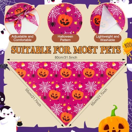 Weewooday 50 Pcs Halloween Dog Bandanas Bulk for Large Pets Charm Grooming - Image 3