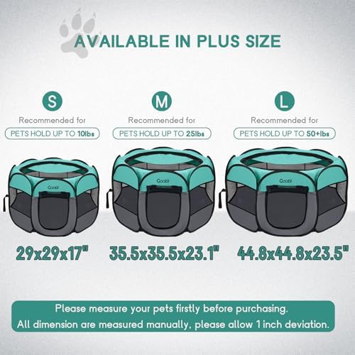 Goozii Pet Cat Playpen for Indoor Cats Enclosed, Puppy Dog Play Pen for Outdoor Travel Camping (Large Size, Green & Dark Grey) - Image 5