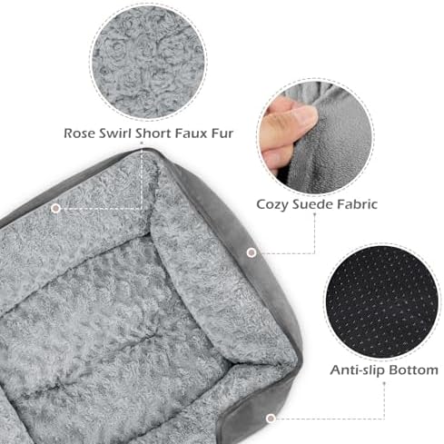 INVENHO Medium Dog Bed Rectangle Washable Orthopedic Soft Calming Sleeping Durable Pet Cuddler with Anti-Slip Bottom - Image 4