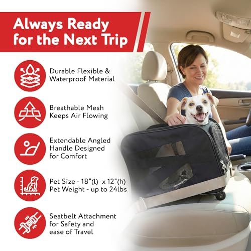 dbest products Rolling Pet Carrier with Wheels Airline Approved - TSA Dog Cat Carrier for Airplane Travel - Wheeled Pet Carrier 18x12x20 for Pets up to 24lbs - Collapsible Travel Bag - Image 5