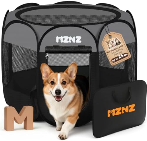 Dog Cat Small Animal Puppy Playpen Crate, Medium, Dark Grey by MZNZ
