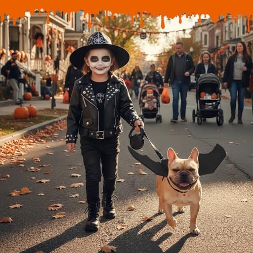 Dog Halloween Costumes for Small Dogs, Dog Bat Wings with Pumpkin Bell Pet Halloween Cosplay Party Dress Up (Small) - Image 5