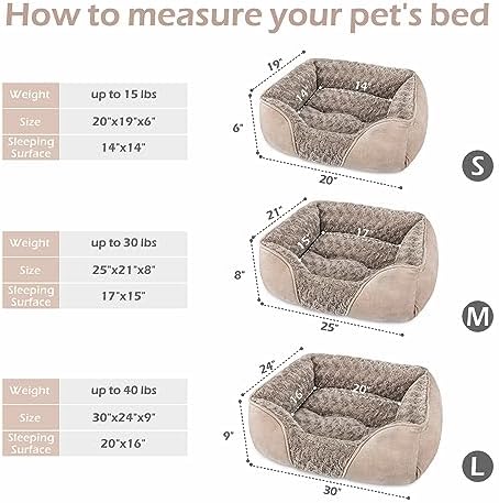 INVENHO Medium Dog Bed for Large, Small Dogs - Rectangle, Washable, Orthopedic, Soft, Calming, Durable Pet Cuddler with Anti-Slip Bottom (M: 25"x21"x8") - Image 5