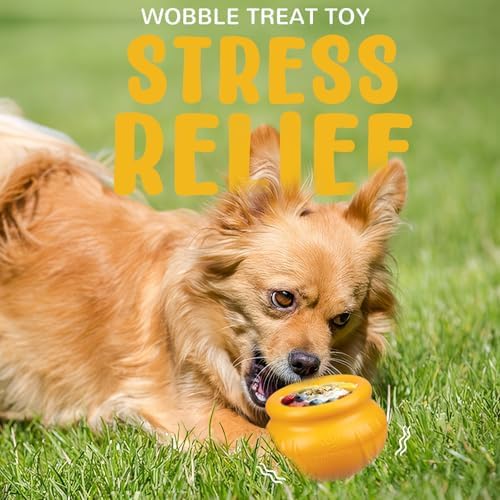 Wobbly Dog Enrichment Lick Toy, Stuffable Frozen Lick Bowl to Keep Dogs Busy, Long-Lasting Interactive Treat Dispensing Dog Toy, Silicone Fetch Catch Chew Toy(Orange,L) - Image 2