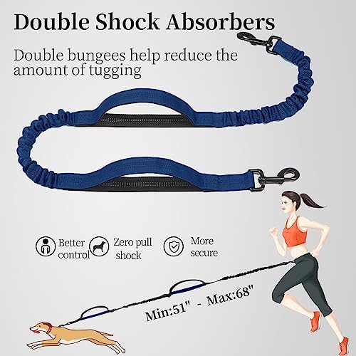iYoShop Hands Free Dog Leash with Zipper Pouch, Large, 25-120LB, True Navy - Image 5