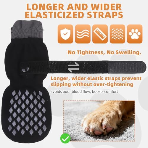 KOOLTAIL Anti Slip Dog Socks Shoes for Hot Pavement to Prevent Licking Paws Scratching, Pet Boots & Paw Protector for Hardwood Floors, Dog Grip Booties for Small Medium Large Senior Dogs, Black M - Image 6