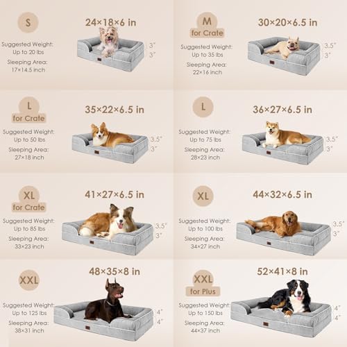 EHEYCIGA Orthopedic Dog Beds Large Sized Dog, Waterproof Memory Foam Pet Bed with Sides, Non-Slip Bottom Large Pet Bed with Washable Removable Cover, Grey - Image 2