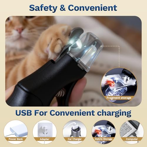 Pet Nail Clipper with Light, Type-c Dog Claw Trimmer & Grinder - Image 3