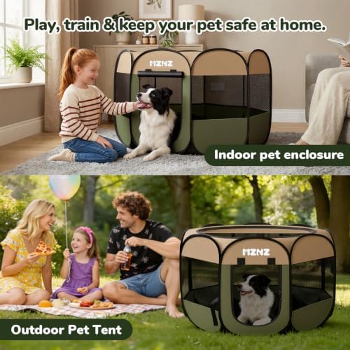 Dog Cat Small Animal Puppy Playpen Crate, Large, Olive Green - Image 5