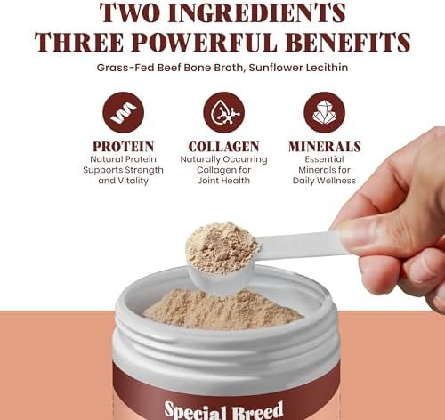 Bone Broth Powder for Dogs and Cats - Dog & Cat Food Topper for Picky Eaters - Grass Fed Beef Bone Broth Supplement - Supports Hydration, Joint, Immunity & Heart Health - Serve Dry or Wet - 9.5oz - Image 3