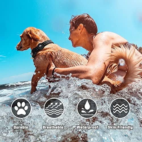 AUROTH Adjustable Air Tag Dog Collar, Nylon Animal Collar for Medium Large Dogs, 360-degree Swivel D Ring, Reflective Threads, Skin Cover Feature, Lightweight, Soft, Set-Black - Image 6