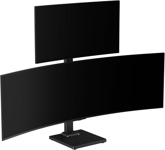 Suptek Dual Monitor Stand with Base Vertical Stack Screen Free-Standing Monitor Riser Fits Two Screen Max 36" & One Screen Max 43" with Swivel, Tilt, Height Adjustable,50,75 and 100mm Vesa Base Stand by suptek