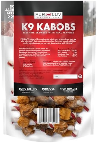 Pur Luv Dog Treats, K9 Kabobs Made with Real Chicken and Duck, 12 Ounces, Dog Snacks, Healthy, Easily Digestible, Long-Lasting, High Protein Treat, Satisfies Urge to Chew (Pack of 12) - Image 2