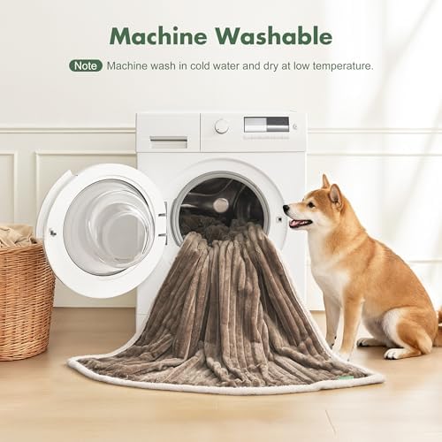 Waterproof Dog Blanket for Large Dogs - Washable Pet Throw Blanket for Couch Bed Protector, Cozy Fleece Calming Dog Blankets for Indoors & Outdoors, Brown, 50"x60" - Image 6