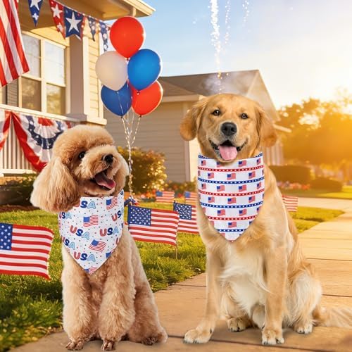 4th of July Dog Bandanas Large 3PCS, 6 Pattern Scarf for Boy Girl - Image 5