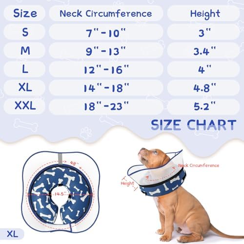 Supet Raised Inflatable Dog Cone Collar to Stop Licking, Soft Dog Cone Alternative After Surgery, Pet Neck Donut Collar for Small Medium Large Dogs - Image 6
