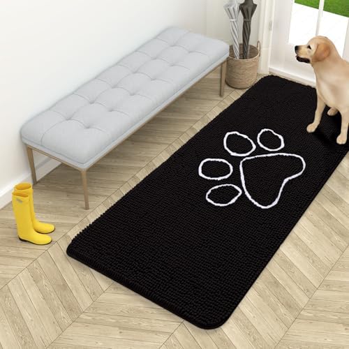 OLANLY Dog Door Mat for Muddy Paws 54x24, Paw Print Design Chenille Mud Mat by OLANLY