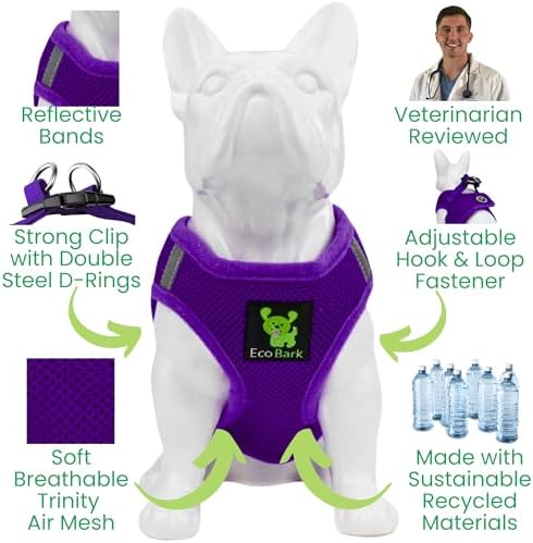 EcoBark Step in Dog Harness Vest, Reflective Soft Padded Mesh, Purple, XS - Image 4