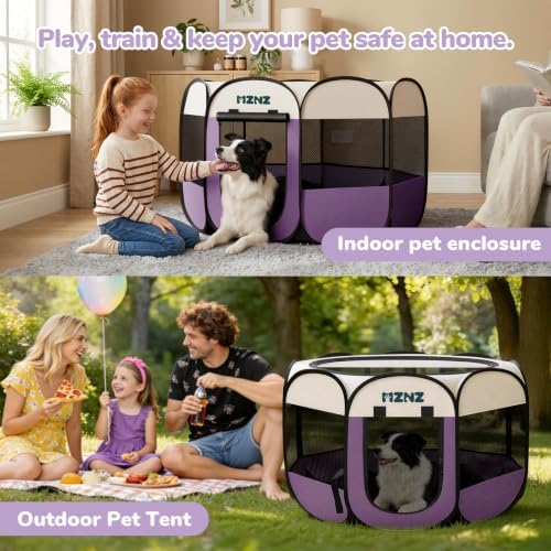 Dog Cat Small Animal Puppy Playpen Crate, Large, Purple - Image 5