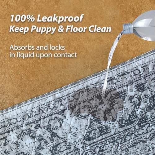 nunubaby 2PACK Washable Pee Pads for Dogs, Stylish, Non-Slip and Leak-Proof Pee Pads. Reusable Potty Pads for Dogs for Crates and Floors.(Gray/Geo,72" x72" ) - Image 3