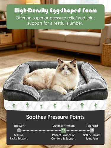Spotted Play Orthopedic Dog Bed with Sides - Sofa Beds for Small Dogs, Supportive Foam Pet Couch Bed with Washable Removable Cover, Waterproof Lining and Non-Slip Bottom, Dark Grey - S - Image 4