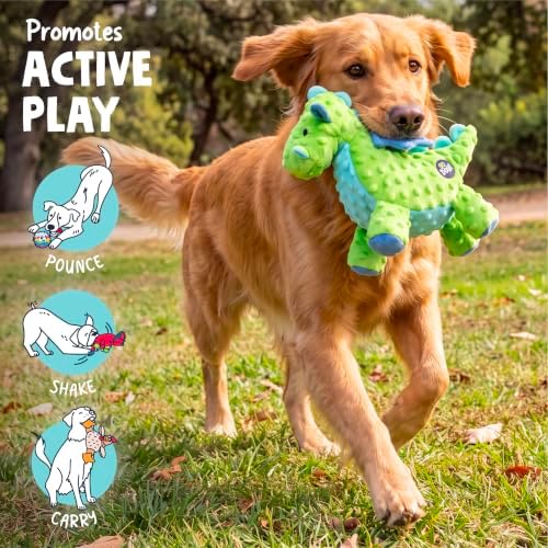 goDog Standing Dragon Plush Squeaky Dog Toy with Chew Guard Technology, Durable Fabric & Built-in Squeaker for Carry & Active Play, Large - Image 6
