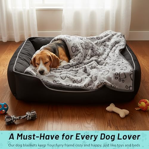 Stuffed® Premium Soft Dog Blanket Washable, 40"x32" Cat Blanket for Indoor Cats Large Medium Small Dog Puppy Essentials (Grey) - Image 3